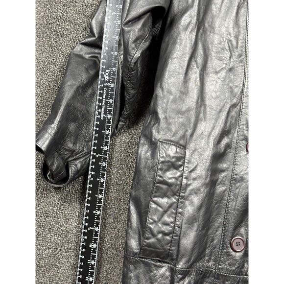 Vintage Pelle Studio Leather Trench Coat Mens Small Belted Double Breasted 80s - Picture 9 of 10